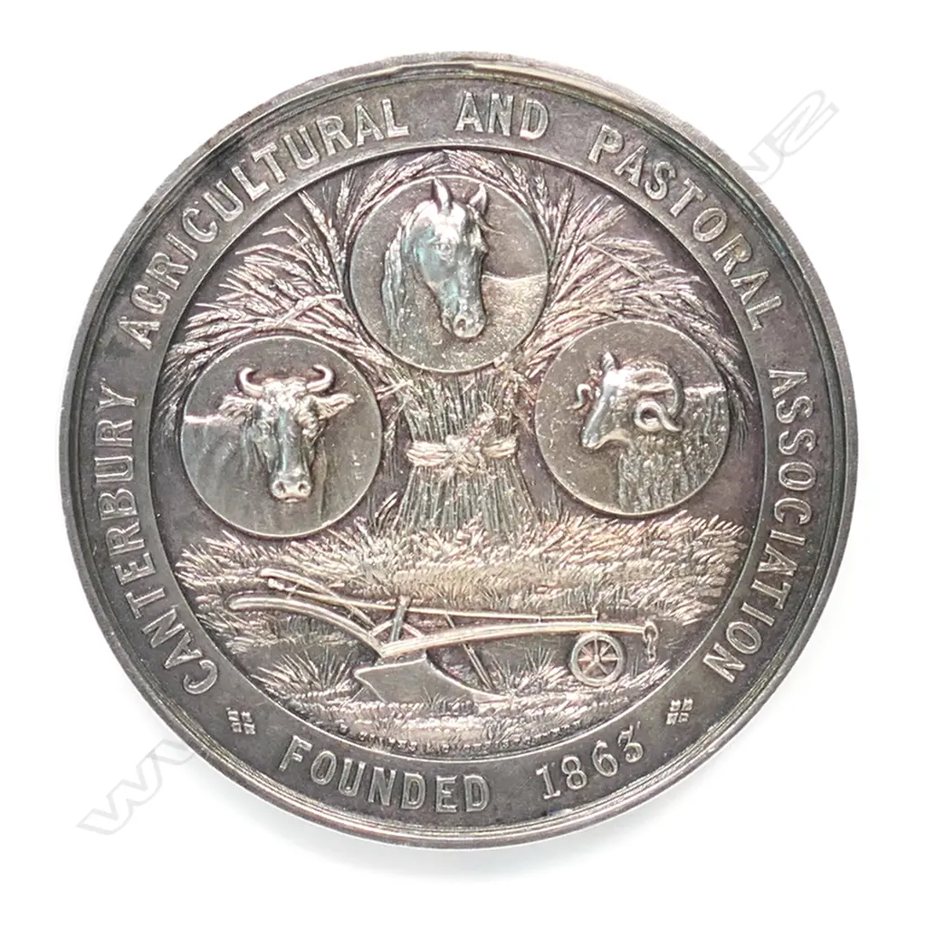 G. Coates & Co. Canterbury A & P Association large silver medal awarded to Luke Adams for pottery, Image 1++
